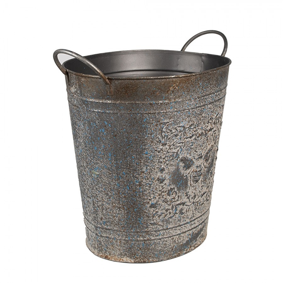Zinkový antik plechový kbelík se včelkou - 35*22*32 cm