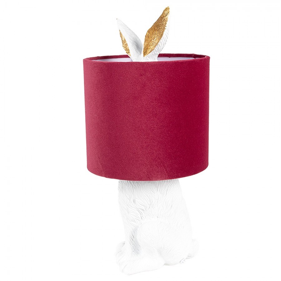 Bílá stolní lampa králík s červeným stínidlem Rabbi - Ø 20*43 cm