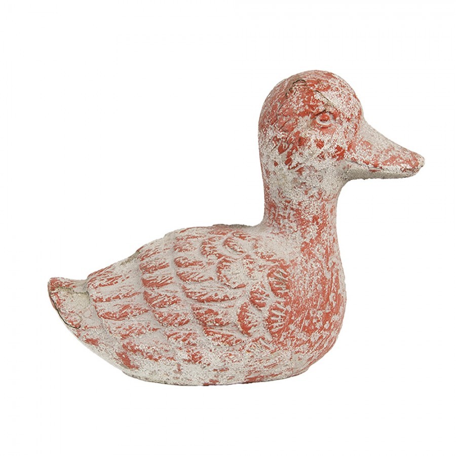 Cihlovo-šedá antik cementová dekorace kačenka Brocante - 15*8*12 cm