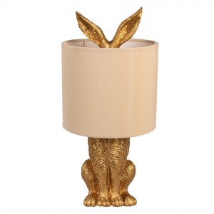 Zlatá stolní lampa králík s béžovým stínidlem Rabbi - Ø 20*43 cm