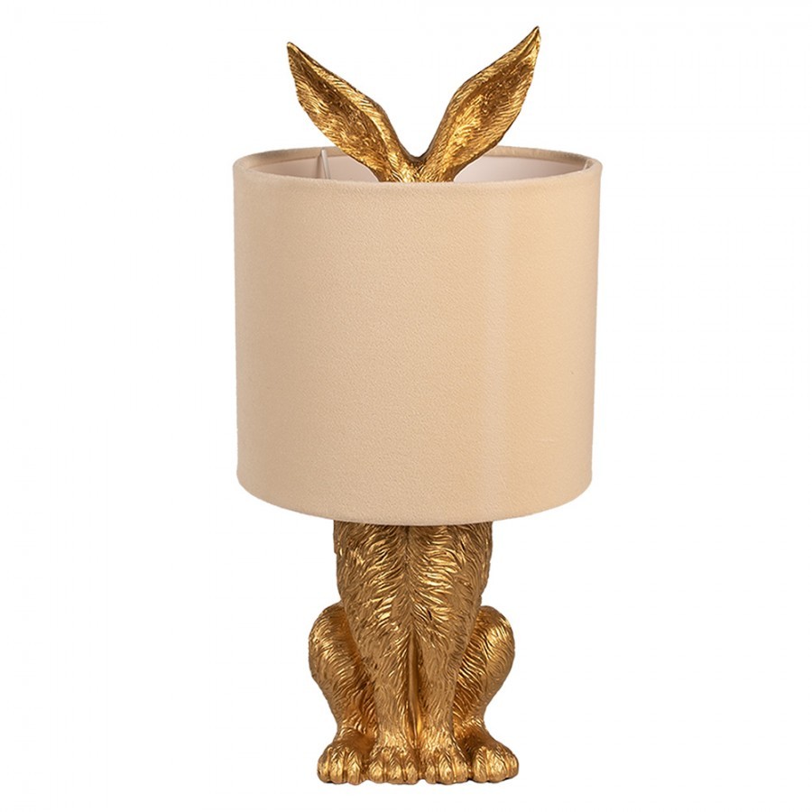 Zlatá stolní lampa králík s béžovým stínidlem Rabbi - Ø 20*43 cm