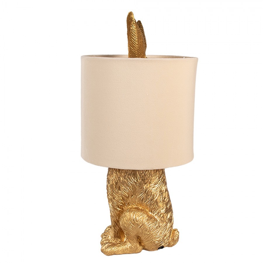 Zlatá stolní lampa králík s béžovým stínidlem Rabbi - Ø 20*43 cm