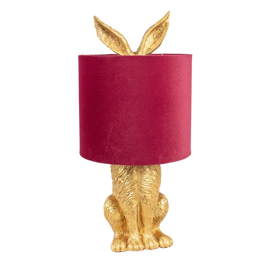 Zlatá stolní lampa králík s červeným stínidlem Rabbi - Ø 20*43 cm