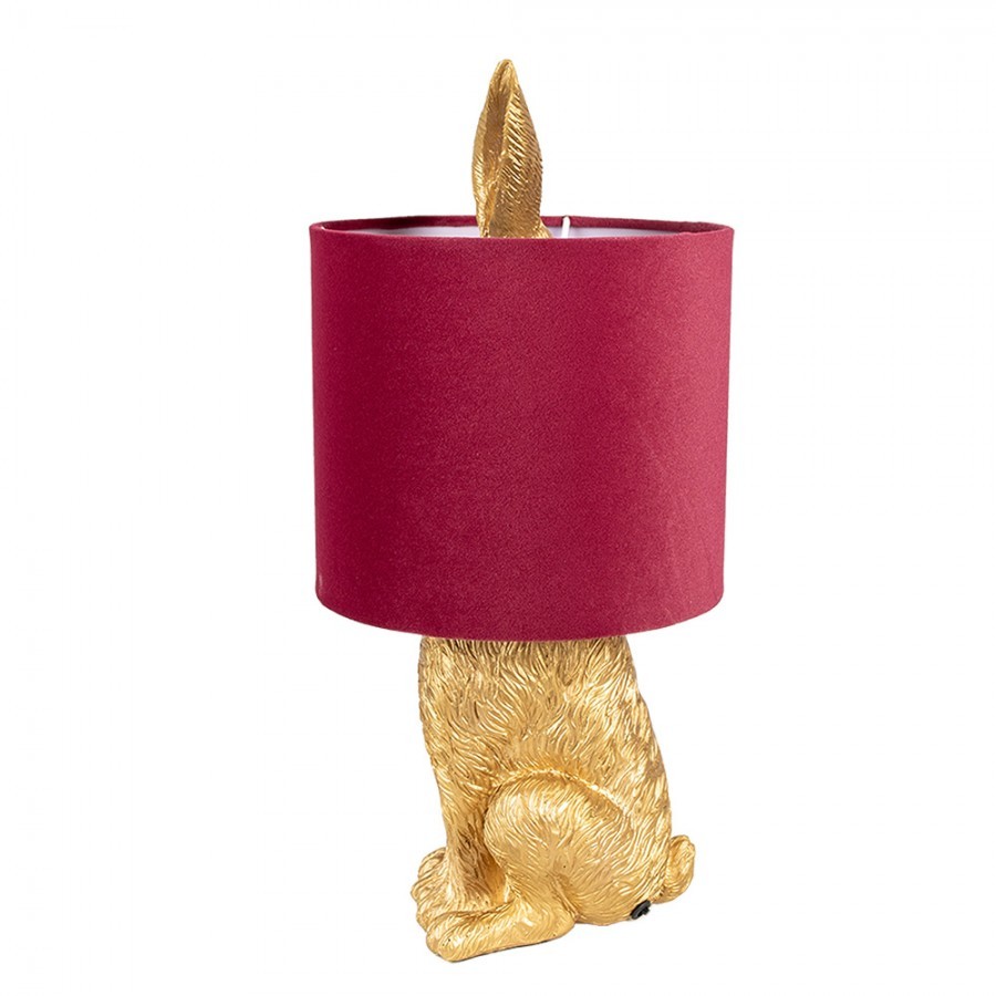 Zlatá stolní lampa králík s červeným stínidlem Rabbi - Ø 20*43 cm