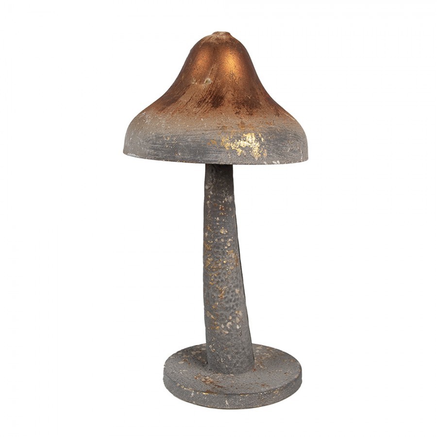 Šedo-měděná plechová dekorace houba - Ø 14*27 cm