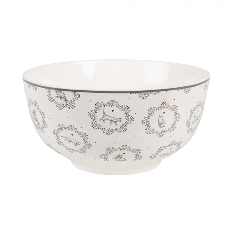 Porcelánová miska s kočičkami Lovely Grey Cats - Ø 14*7 cm / 500 ml