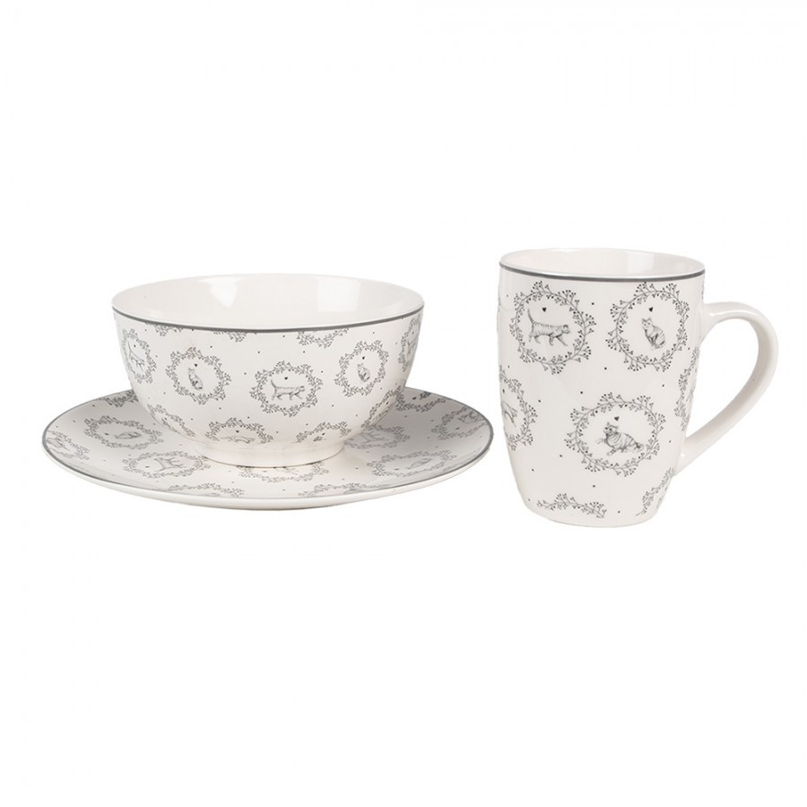 Porcelánová miska s kočičkami Lovely Grey Cats - Ø 14*7 cm / 500 ml
