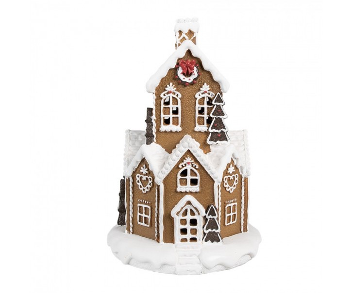 Hnědá svítící perníková chaloupka Gingerbread House - 20*20*32 cm