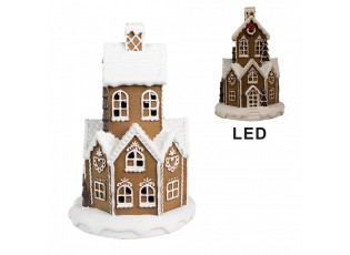 Hnědá svítící perníková chaloupka Gingerbread House - 20*20*32 cm