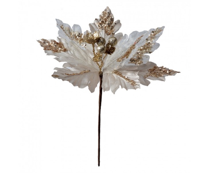 Artificial Plant Poinsettia ? 25x34 Cm White Plastic Christmas Decoration - 25,00 cm Clayre & Eef