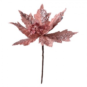 Růžová umělá rostlina zápich vánoční hvězda Poinsettia - Ø 22*25 cm 