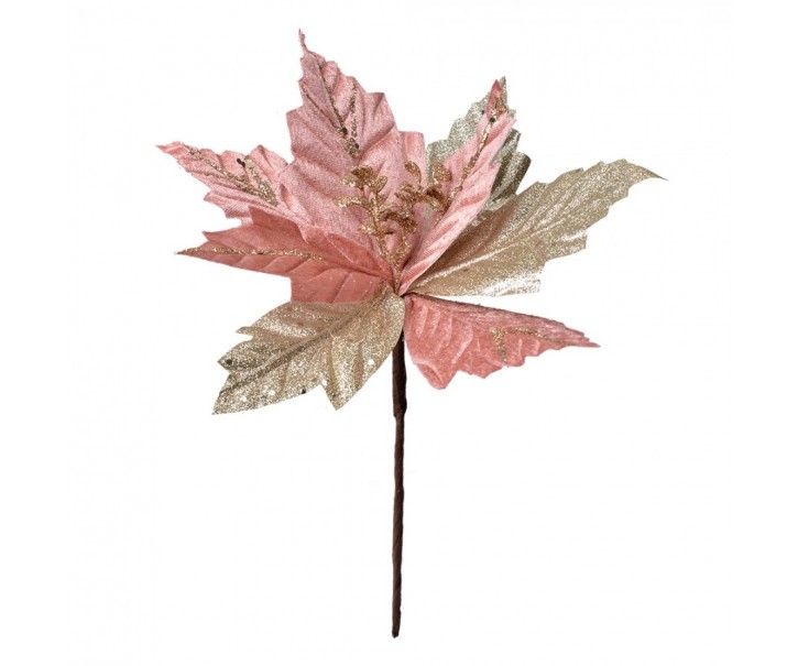 Artificial Plant Poinsettia ? 24x27 Cm Pink Plastic Christmas Decoration - 24,00 cm Clayre & Eef