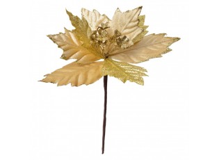 Zlatá umělá květina vánoční hvězda Poinsettia - Ø 21*25 cm 