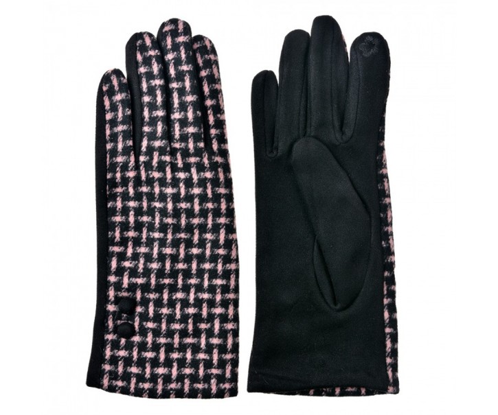 Winter Gloves 9x23 Cm Black Pink Polyester - 9*23*1 cm Clayre & Eef