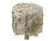 Béžový chlupatý taburet / podnožka Ottoman - Ø 32*40 cm Clayre & Eef