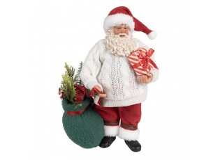 Vánoční dekorace taťka Santa Claus ve svetříku s dárky - 18*13*27 cm