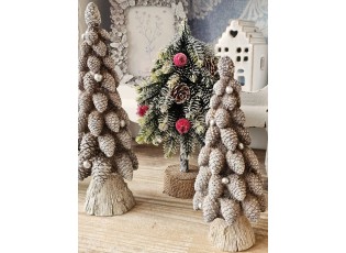 Hnědá dekorace vánoční stromek se šiškami Christmas Tree - Ø 7*19 cm