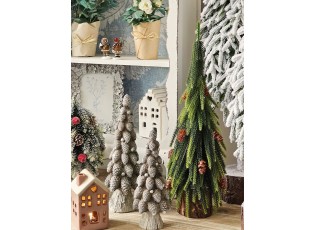 Hnědá dekorace vánoční stromek se šiškami Christmas Tree - Ø 8*24 cm