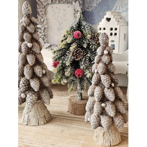 Vánoční dekorace jehličnatý stromek se šiškami - 12*12*24 cm