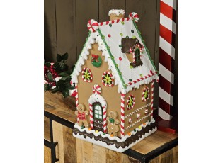 Hnědá zdobená perníková chaloupka Gingerbread House - 28*28*51 cm