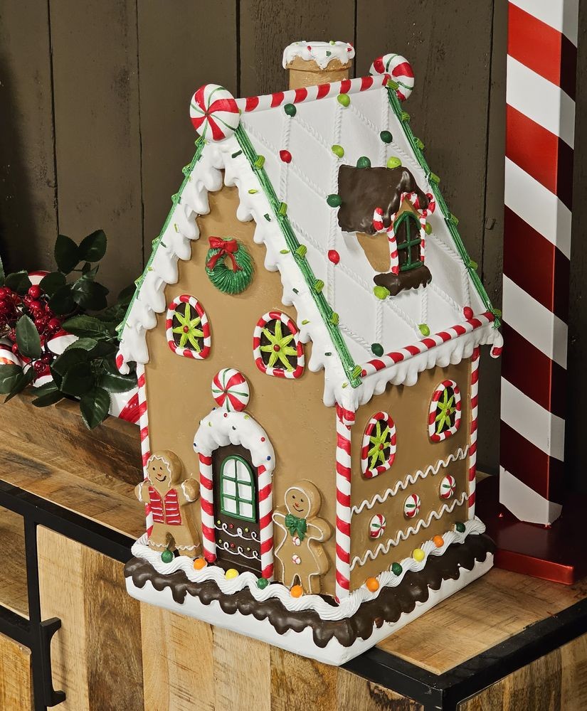 Hnědá zdobená perníková chaloupka Gingerbread House - 28*28*51 cm