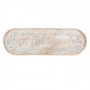 Béžová nástěnná kovová cedule Potting Shed - 76*1*24 cm