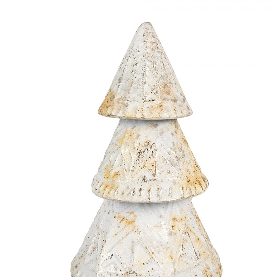 Bílý antik kovový dekorační stromek - Ø 12*32 cm