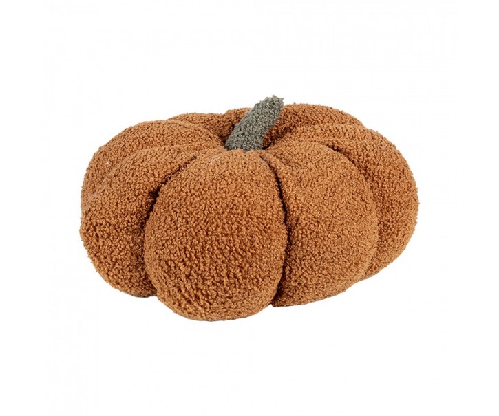 Oranžovo-hnědý dekorační polštář ve tvaru dýně Pumpkin - Ø 28*18 cm 