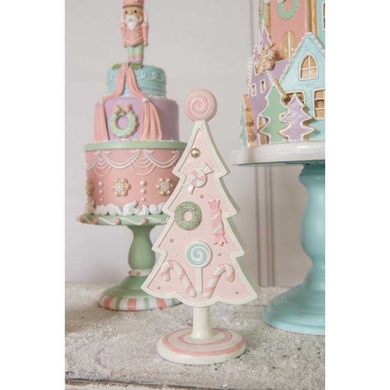 Pastelově růžová dekorace vánoční stromek Christmas Tree - 12*9*25 cm