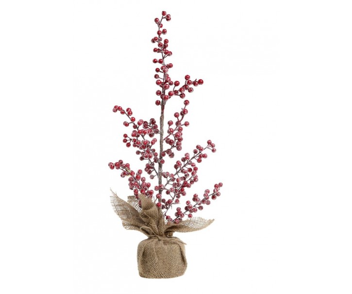 Vánoční stromek červené bobule v jutě Fleur Tree - 50 cm