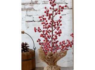 Vánoční stromek červené bobule v jutě Fleur Tree - 50 cm