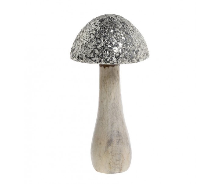 Přírodní dřevěná dekorace houba se třpytkami Mushroom - Ø 12*25 cm