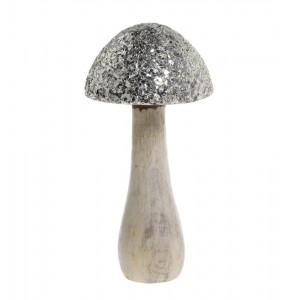 Přírodní dřevěná dekorace houba se třpytkami Mushroom - Ø 12*25 cm