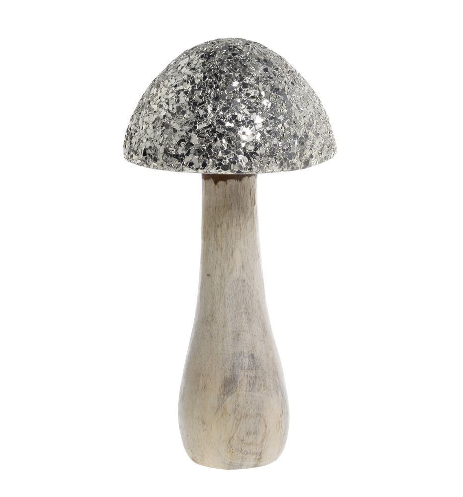 Přírodní dřevěná dekorace houba se třpytkami Mushroom - Ø 12*25 cm 52074900