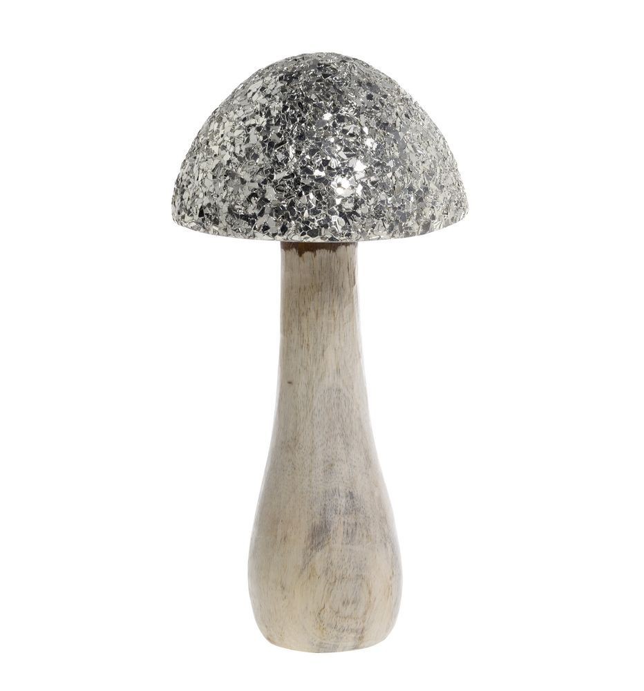 Přírodní dřevěná dekorace houba se třpytkami Mushroom - Ø 12*25 cm