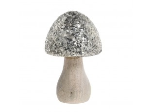 Přírodní dřevěná dekorace houba se třpytkami Mushroom - Ø 8*15 cm