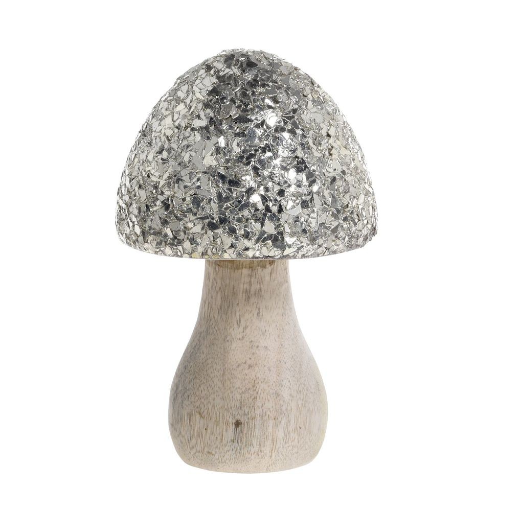 Přírodní dřevěná dekorace houba se třpytkami Mushroom - Ø 8*15 cm 52074800