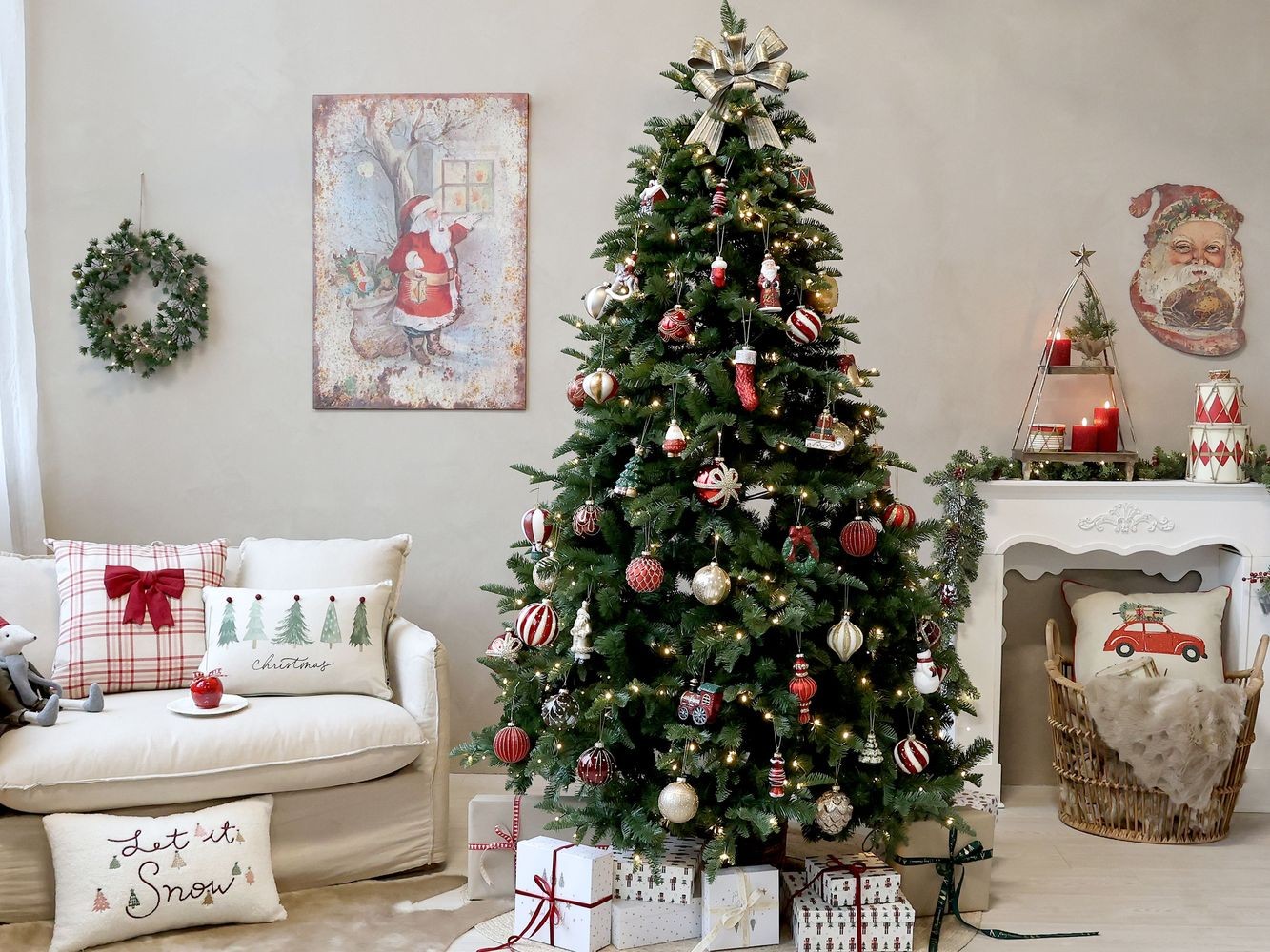 Vánoční kovový závěsný obraz Santa Vintage - 66*95 cm