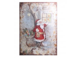 Vánoční kovová závěsná cedule Santa Vintage - 66*95 cm