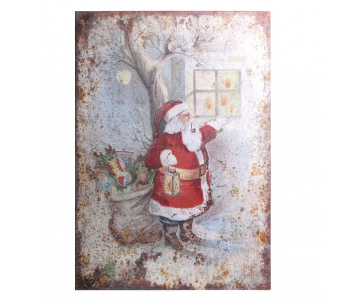 Vánoční kovová závěsná cedule Santa Vintage - 66*95 cm