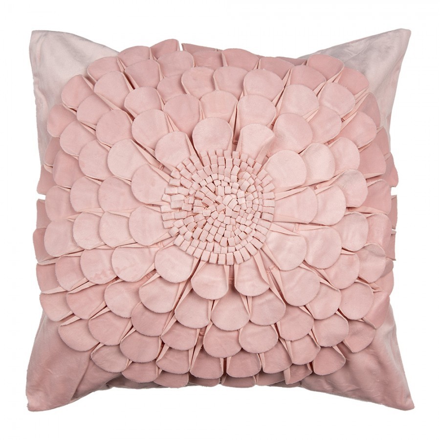 Růžový povlak na polštář s květinou Flower - 45*45 cm 