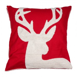 Červený povlak na polštář s jelenem Merry Christmas Deer - 45*45 cm