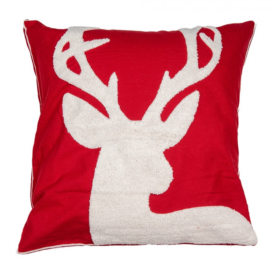 Červený povlak na polštář s jelenem Merry Christmas Deer - 45*45 cm
