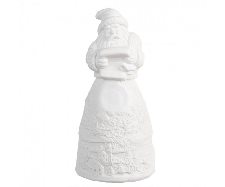 Christmas Decoration With LED Lighting Santa Claus ? 5x11 Cm White Porcelain - 5,00 cm Clayre & Eef