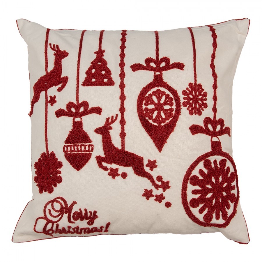 Bílý povlak na polštář s jeleny Merry Christmas Deer - 45*45 cm KT021.354