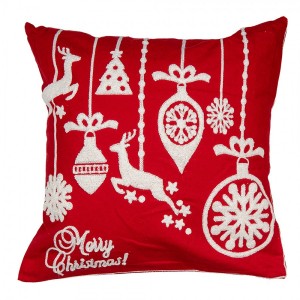 Červený povlak na polštář s jeleny Merry Christmas Deer - 45*45 cm