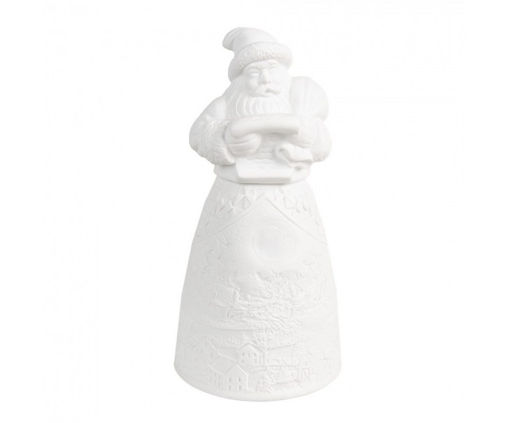 Christmas Decoration With LED Lighting Santa Claus ? 9x19 Cm White Porcelain - 9,00 cm Clayre & Eef