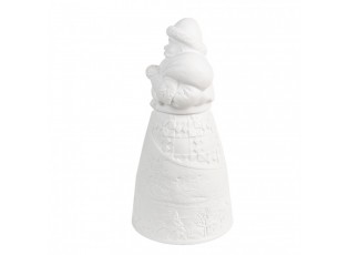 Christmas Decoration With LED Lighting Santa Claus ? 9x19 Cm White Porcelain - 9,00 cm