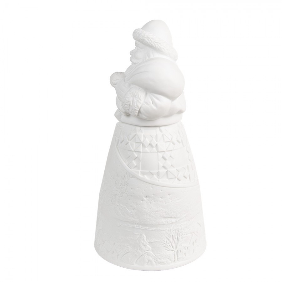 Christmas Decoration With LED Lighting Santa Claus ? 9x19 Cm White Porcelain - 9,00 cm