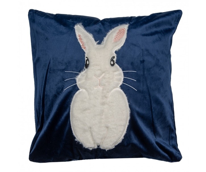 Cushion Cover 45x45 Cm Blue White Polyester Rabbit Square - Pasen Clayre & Eef